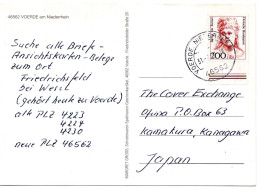 66305 - Bund - 1997 - 200Pfg Frauen EF A AnsKte VOERDE -> Japan - Storia Postale