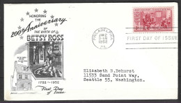 USA. N°555 De 1952 Sur Enveloppe 1er Jour. Betsy Ross/Premier Drapeau Américain. - Covers