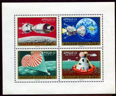 HUNGARY 1970 Apollo 13 Moon Landing Sheetlet MNH / **.  Michel 2594-97 - Nuevos