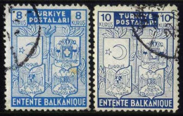 Türkiye 1940 Mi 1076-1077 Balkan Entente, Treaty | Coat Of Arms Of The States Of The Entente | Joint Issues - Used Stamps