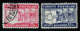 Türkiye 1937 Mi 1014-1015 Balkan Entente, Treaty | Coat Of Arms Of The States Of The Entente, Joint Issues - Gebruikt