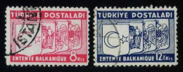 Türkiye 1937 Mi 1014-1015 Balkan Entente, Treaty | Coat Of Arms Of The States Of The Entente, Joint Issues - Usados