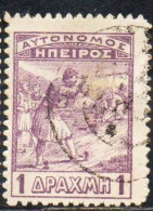 GREECE GRECIA HELLAS EPIRUS EPIRO 1914 INFANTRYMEN MARKSMEN 1d USED USATO OBLITERE' - Epirus & Albanië