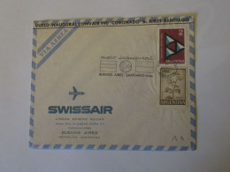 ARGENTINA SWISSAIR FLIGHT  FIRST FLIGHT COVER BUENOS AIRES - SANTIAGO 1962 - Gebruikt