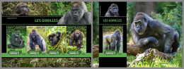 DJIBOUTI 2022 MNH Gorillas M/S+S/S - IMPERFORATED - DHQ2320 - Gorilas