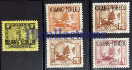 N1221- INDOCHINA - KOUANG TCHEOU 1937 BARCHE E STATUE - BOATS AND STATUES SET 5 STAMPS MNG - Unused Stamps
