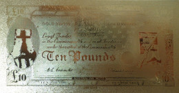 Billet Plaqué Or 24K Commonwealth Australien Banknote 10 Pounds  UNC - Fakes & Specimens