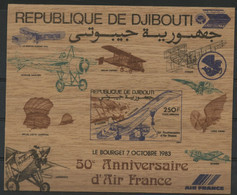 DJIBOUTI Epreuve Non Dentelé Sur Feuille De Bois / Proof Imperforated Printed On Wood. Concorde / St Exupéry - Concorde