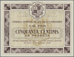 Andorra: Consell General De Les Valls D'Andorra, 50 Centimes 19.12.1936, P.5 In - Andorra
