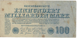 BILLET 100 MILLIARDS MARK EINHUNDERT MILLIARDEN MARK BERLIN1923 - 100 Mrd. Mark