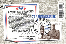 France Oblitération Cachet à Date BF N° F 4493 - DE GAULLE - L'appel Du 18 Juin 1940 - 70ème Anniversaire - Oblitérés