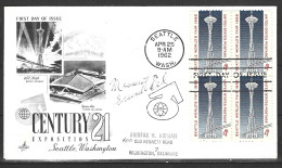 USA. N°729 De 1962 Sur Enveloppe 1er Jour. Foire Internationale De Seattle. - 1961-1970