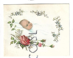 Bébé Couché, Roses Et Fleurs. Myriam Lecompte Née à Seraing, Le 20 Juin 1964, Baptisée à Bressoux. - Geburt