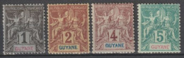 GUYANE - 1892 - YVERT N°30/33 * MH  - COTE = 22 EUR - Nuevos