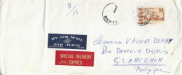 Lettre Air Mail Social Delivery Exprès  Taxée De Montréal à Quaregnon 1967 - Poste Aérienne: Exprès