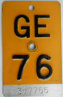 Velonummer Mofanummer Genf Genève GE 76, Gelb - Nummerplaten