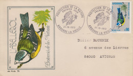 Enveloppe  FDC  1er  Jour  ANDORRE   Protection  De  La  Nature  : Oiseau  :  La  Mésange  Bleue  1973 - FDC