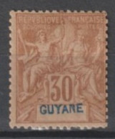GUYANE - 1892 - YVERT N°38 * MH  - COTE = 30 EUR - Ungebraucht
