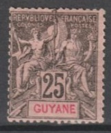 GUYANE - 1892 - YVERT N°37 * MH  - COTE = 24 EUR - Nuovi