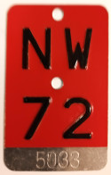 Velonummer Nidwalden NW 72 - Number Plates