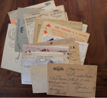 Lot 47 Enveloppes / Carte Postale Document 1940's France Cover Ww2 WK2 Certaines Croix Rouge Armée Marine - Guerra De 1939-45