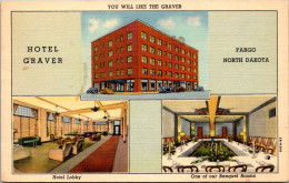 North Dakota Fargo Hotel Graver Showing Lobby And Banquet Room Curteich - Fargo