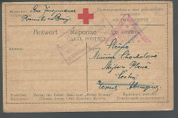 58402)  Russia Prisoner Of War Postcard Red Cross Postmark Cancel - Covers & Documents