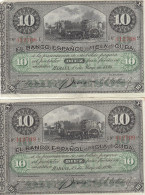 CRBX200 PAREJA BILLETE CUBA 10 PESOS 1896 MBC+ - Cuba