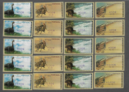 PORTUGAL ATM MACHINE STAMPS - ETIQUETAS - 1999 DINOSAURS - Nº 19A COMPLETE SET 20 V. MNH (BA5#461) - Franking Machines (EMA)