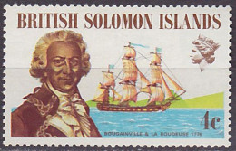 Timbre Neuf ** N° 209(Yvert) Iles Salomon 1972 - Marine, Bougainville & La Boudeuse - British Solomon Islands (...-1978)