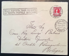 Sa.8 1929 80c Lettera NELLA RISPOSTA TENER PRESENTE LA TARIFFA POSTALE VATICANA (Vatican Cover Vaticano Italia - Covers & Documents