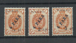 RUSSLAND RUSSIA 1910 Levant Levante, 3 Stamps * - Levante