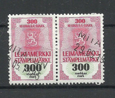 FINLAND FINNLAND 300 Mark Markkaa As Pair Stempelmarke Documentary Tax Taxe O - Steuermarken