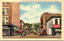 Kentucky Frankfort St Clair Street Showing The Old State Capitol Coca Cola Sign Curteich - Frankfort