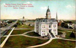 Oregon Salem Marion County Court House Capitol Post Office And Methodist Episcopal Church In Distance - Salem