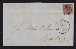 Dänemark Denmark 1854 Cover Mi# 1IIa Fire RBS Roeskilde X Silkeborg - Covers & Documents