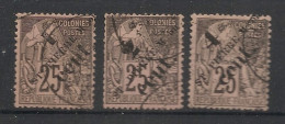 SPM - 1891 - N°Yv. 37 - 40 - 42 - Type Alphée Dubois 1 / 2 / 4 Sur 25c Noir - Oblitéré / Used - Used Stamps