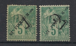SPM - 1892 - N°Yv. 48 Et 49 - Type Alphée Dubois 1 Et 2 Sur 5c Vert - Neuf * / MH VF - Neufs