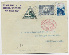 NEDERLAND PA 30C +12 1/2C +70C LETTRE COVER GRAVENHAGUE 17.X.1934 BY AIR MAIL LONDON MELBOURNE AIR RACE AUSTRALIA - Poste Aérienne