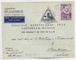 NEDERLAND PA 30C +6CT LETTRE COVER ROTTERDAM 15.XII.1938 TO SPECIALE AMSTERDAM BATAVIA 1933 KLM BANDOENG - Posta Aerea