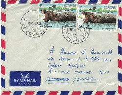 Kinshasa 1984 - Hippopotames Nilpferd Flusspferd Virunga-Park - !! Rechte Marke Beschädigt !! - Lettres & Documents