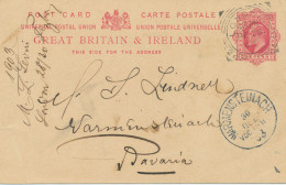 GB 1903, EVII 1d Red Postal Stationery Postcard (small Faults) With Squared Circle Postmark „LONDON-E. / 26“ - Storia Postale