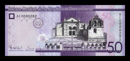 República Dominicana 50 Pesos Dominicanos 2014 Pick 189a Low Serial 282 Sc Unc - Dominicaine