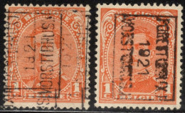 Preo's (135) "FOREST (BRUX.) 1921 VORST (BRUS.)" OCVB 2634 A+B - Roller Precancels 1930-..