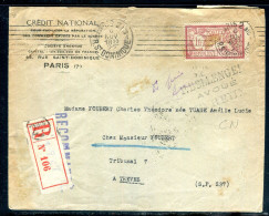 Merson 1fr Perforé CN Sur Enveloppe Commerciale En Recommandé De Paris Pour Treves ( SP 237) En 1922 - M 11 - Lettres & Documents