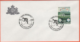 SAN MARINO - 1985 - 450 Primi Giochi Sportivi Dei Piccoli Stati D'Europa + Annullo Ciclismo 25/05/1985 Ufficio Postale M - Lettres & Documents