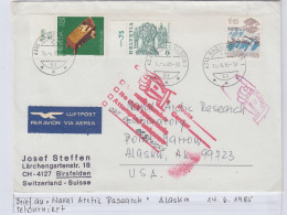 Switzerland Cover To Point Barrow  Alaska & Back Ca Rheinfelden 14.6.1985 (BS158A) - Forschungsstationen & Arctic Driftstationen