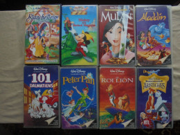 Vintage - Lot 8 Cassettes Vidéo Walt Disney Mulan 101 Dalmatiens Aladdin Etc... - Animatie