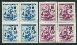 BOHEMIA & MORAVIA 1942 Red Cross Blocks Of 4 MNH / **.  Michel 111-12 - Nuevos