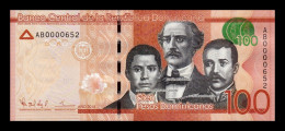 República Dominicana 100 Pesos Dominicanos 2014 Pick 190a Low Serial 652 Sc Unc - Dominicana